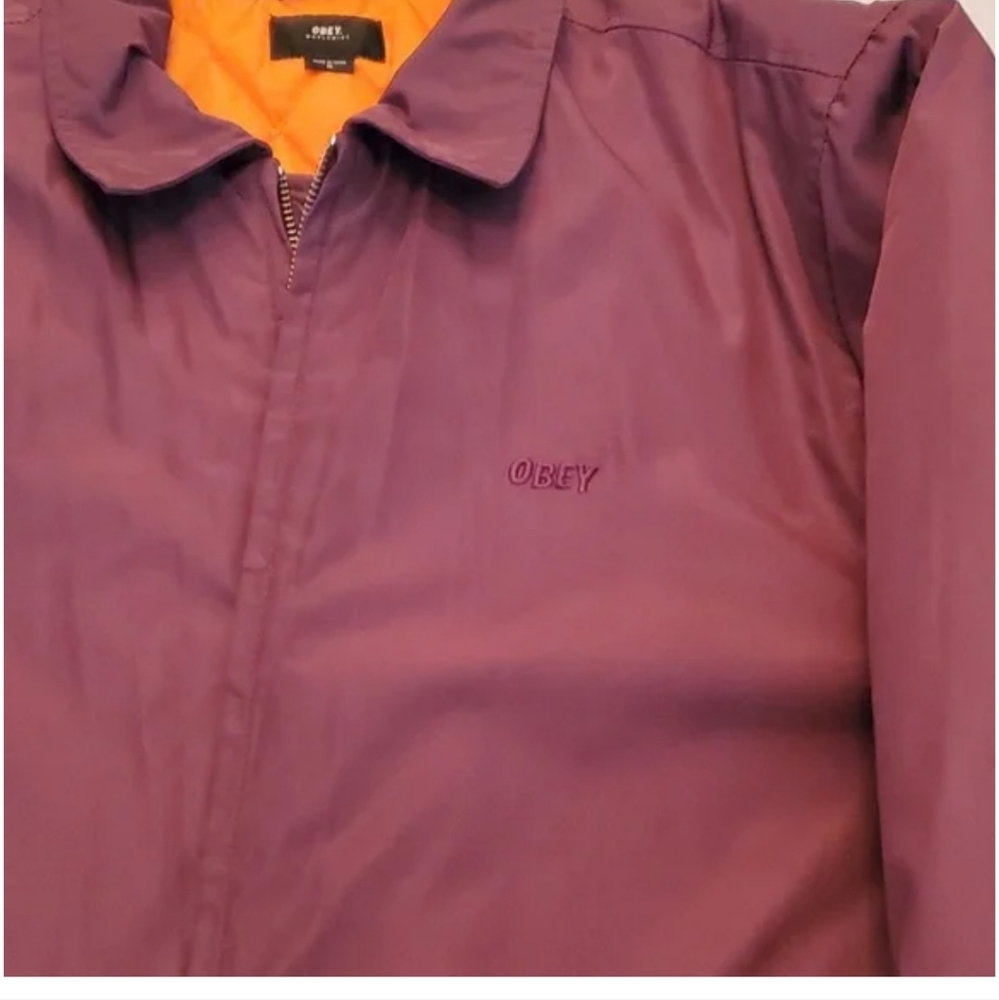 Obey Plum Jacket with Vibrant Orange Interior